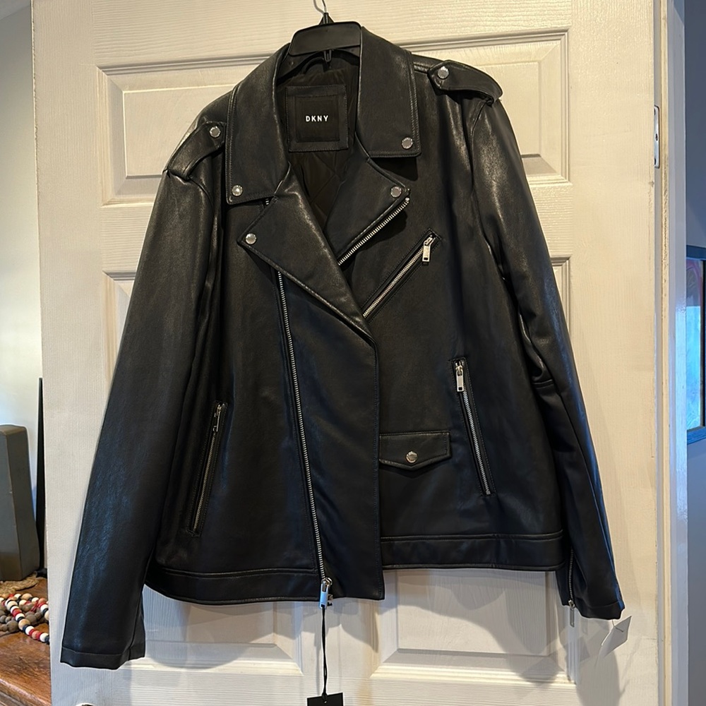 DKNY Leather Moto Jacket